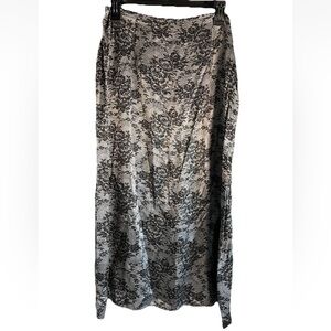 Anise Black Skirt Womens 32” Waist Midi Floral Silky Y2K Whimsygoth